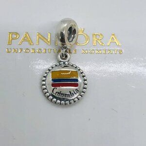 🌞📖Pandora Colombia Colombian Flag Country Charm S925 Sterling Silver Charm